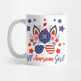 All American Girl, Patriotic Unicorn, Girls July 4th Mug